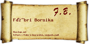 Fábri Borsika névjegykártya